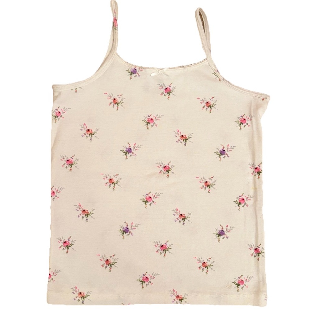 Janie and Jack Pink Purple Flower Cotton Tank Top Camisole Girls 10-12